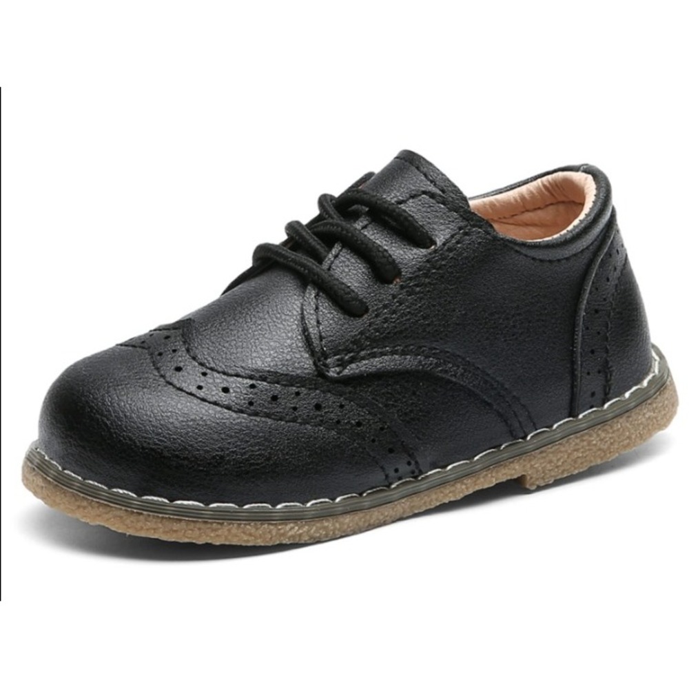 MG Baby Toddler‎ Sz 11 Black Wingtip Oxford Dress Shoes Lace Up Boys Comfortable